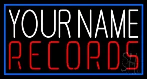Custom Records In Red Blue Border LED Neon Sign