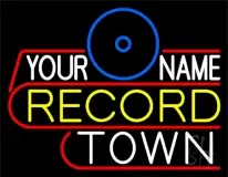 Custom Record Town Blue Logo LED Neon Sign