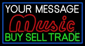 Custom Red Music Green Buy Sell Trade Blue Border LED Neon Sign