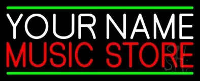 Custom Red Music Store Green Line LED Neon Sign