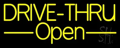 Yellow Drive Thru Open LED Neon Sign