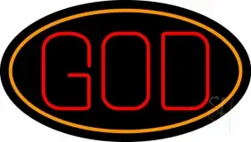 God With Border LED Neon Sign