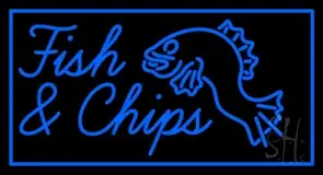Blue Fish and Chips With Fish LED Neon Sign