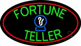 Green Fortune Teller Red Oval LED Neon Sign