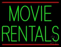 Green Movie Rentals With Line LED Neon Sign