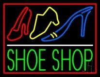 Green Shoe Shop With Border LED Neon Sign