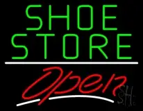 Green Shoe Store Open With Line LED Neon Sign
