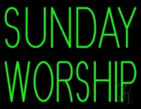 Green Sunday Worship LED Neon Sign