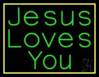 Jesus Loves You With Border LED Neon Sign