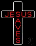 Jesus Saves White Cross LED Neon Sign