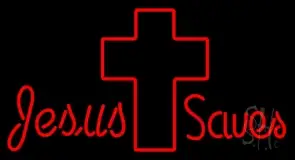 Jesus Saves With Cross LED Neon Sign
