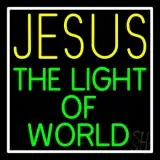 Jesus The Light Of World With Border LED Neon Sign