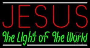 Jesus The Light Of World With Line LED Neon Sign