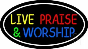 Live Praise And Worship With Border LED Neon Sign