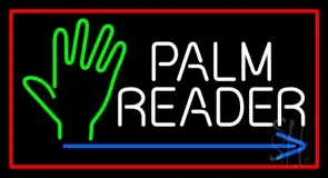 Palm Reader Arrow Red Border LED Neon Sign