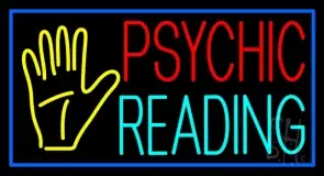 Psychic Reading Block Palm Blue Border LED Neon Sign
