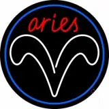 Red Aries White Aries Logo With Blue Circle LED Neon Sign