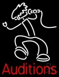 Red Auditions With Logo LED Neon Sign
