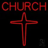Red Church With Cross Logo LED Neon Sign