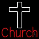Red Church With Cross LED Neon Sign