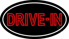 Red Drive In With White Border LED Neon Sign