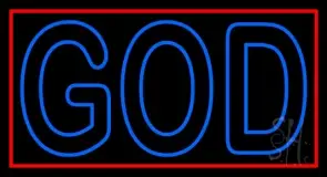Red God With Border LED Neon Sign