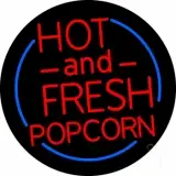 Red Hot And Fresh Popcorn With Border LED Neon Sign