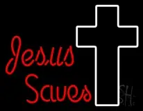 Red Jesus Saves With Cross LED Neon Sign