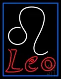 Red Leo Zodiac Blue Border LED Neon Sign