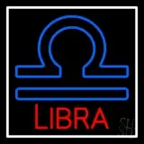 Red Libra Blue Zodiac White Border LED Neon Sign