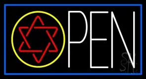 Red Open Psychic Blue Border LED Neon Sign