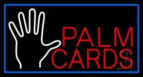 Red Palm Cards Blue Border LED Neon Sign