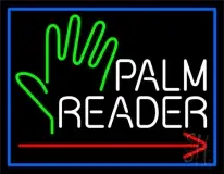 Red Palm Reader Arrow White Border LED Neon Sign