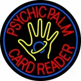 Red Psychic Palm Card Reader Blue Border LED Neon Sign