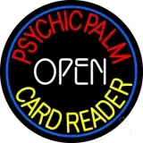Red Psychic Palm Yellow Card Reader White Open LED Neon Sign