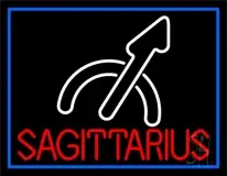 Red Sagittarius White Logo Blue Border LED Neon Sign