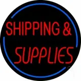 Red Shipping Supplies With Circle LED Neon Sign