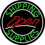 Red Shipping Supplies With Circle Open LED Neon Sign