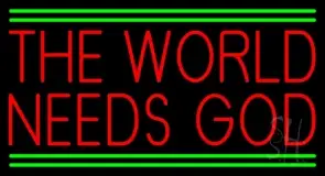 Red The World Needs God LED Neon Sign