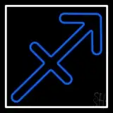 Sagittarius Zodiac Blue Border White LED Neon Sign