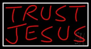 Trust Jesus With Border LED Neon Sign