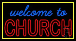 Welcome To Church With Border LED Neon Sign