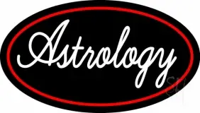 White Astrology Red Border With Oval LED Neon Sign