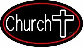 White Church With Cross LED Neon Sign