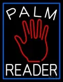 White Palm Reader Blue Border LED Neon Sign