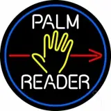 White Palm Reader Red Arrow Blue Border LED Neon Sign
