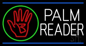 White Palm Reader With Logo Blue Line LED Neon Sign
