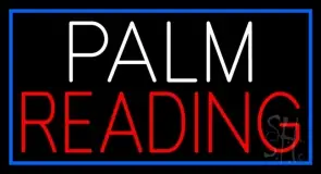 White Palm Red Reading Blue Border LED Neon Sign