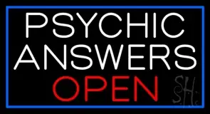 White Psychic Answers Red Open Blue Border LED Neon Sign