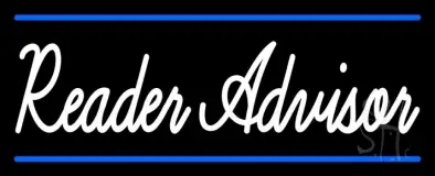 White Reader Advisor With Blue Border LED Neon Sign